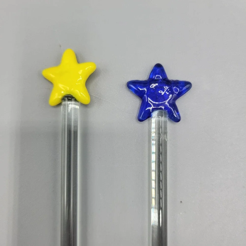 Glass Stirrer Sticks Set Of 7 Decorative Tops  Penguin Fish Snowman Star Cactus